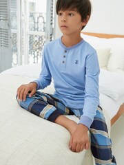 Niebieski - Check Pyjamas 2 Pack (3-16yrs) - Image 8 of 8