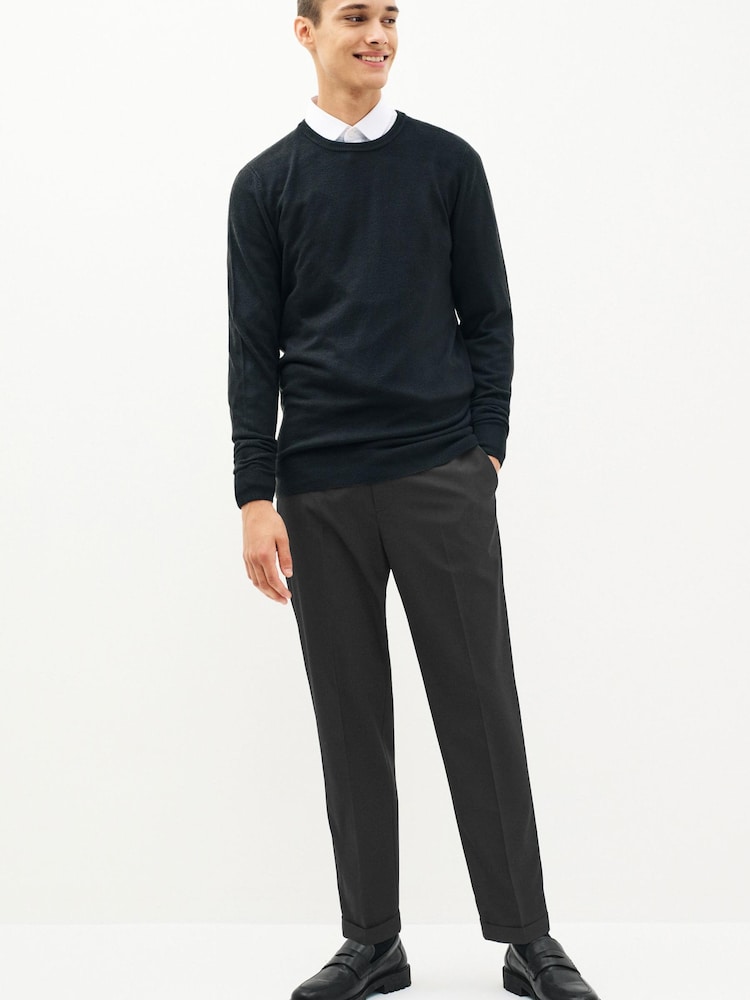 Black Wide Leg Stretch Smart Trousers - Image 2 of 8