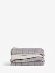 Grey Cosy Sherpa Fleece Grid Throw - Image 2 of 3