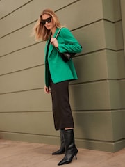 Black Signature Leather Chisel Toe Pull On Boots - Image 2 of 9
