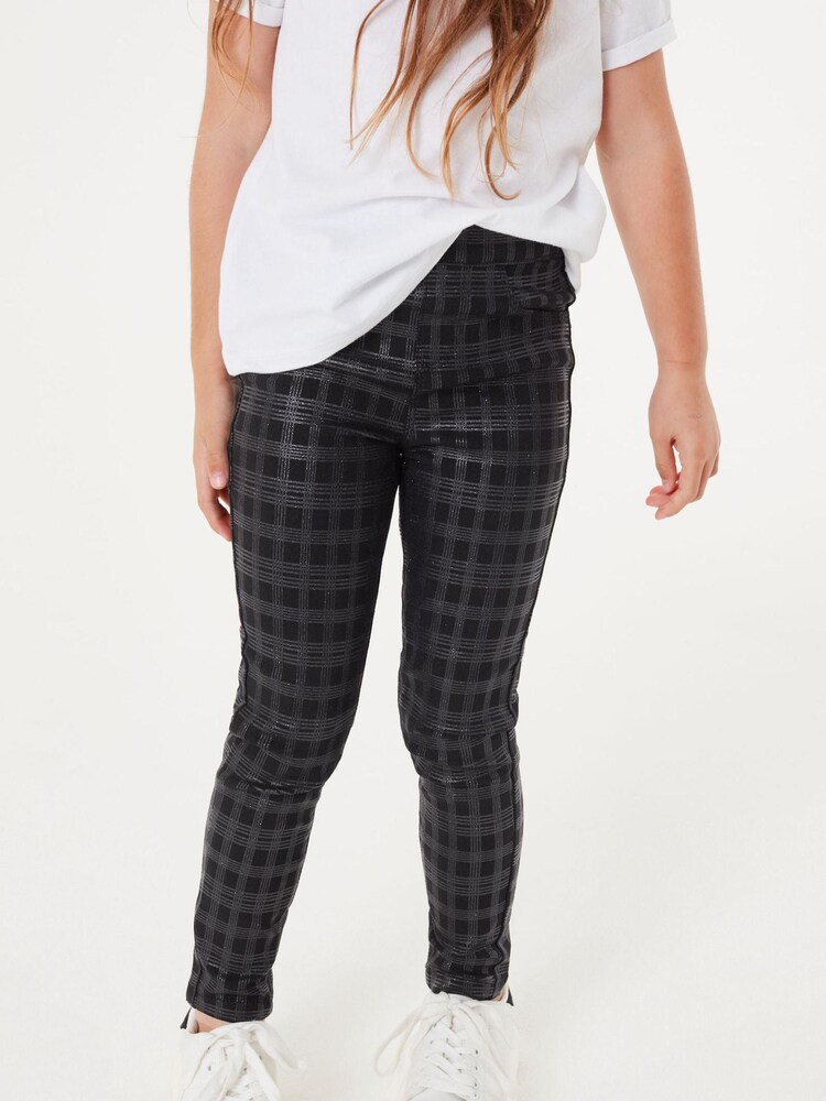 Check Glitter Printed Coated Jeggings (3-16yrs) - Image 2 of 6 Check Glitter Printed Coated Jeggings (3-16yrs) - Image 2 of 6