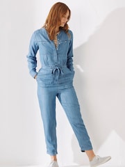 FatFace Blue Imogen Tencel Jumpsuit - Image 1 of 5