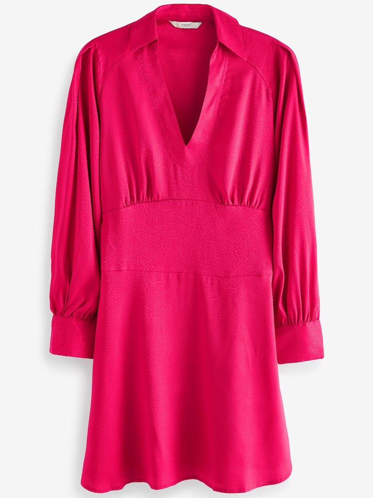 Pink Satin Jacquard Mini Dress - Image 2 of 2