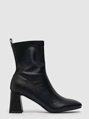 Schuh Bella Black Flared Heel Stretch Boots - Image 1 of 4