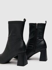 Schuh Bella Black Flared Heel Stretch Boots - Image 3 of 4
