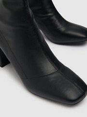 Schuh Bella Black Flared Heel Stretch Boots - Image 4 of 4