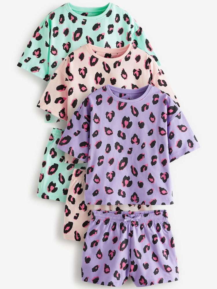 Türkis/Pink/Flieder mit Animalprint - Kurze Pyjamas im 3er-Pack (3–16Jahre) - Bild 1 von 2 Türkis/Pink/Flieder mit Animalprint - Kurze Pyjamas im 3er-Pack (3–16Jahre) - Bild 1 von 2