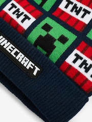 Minecraft Navy Blue License Knitted Pom Hat (3-16yrs) - Image 2 of 3