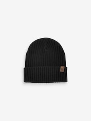 Black/Grey/Ochre Yellow 3 Pack Knitted Rib Beanies (1-16yrs) - Image 2 of 4