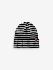 Black/Grey/Ochre Yellow 3 Pack Knitted Rib Beanies (1-16yrs) - Image 3 of 4