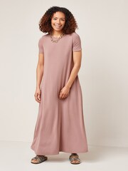Blush Pink Column Maxi T-Shirt Dress - Image 1 of 5