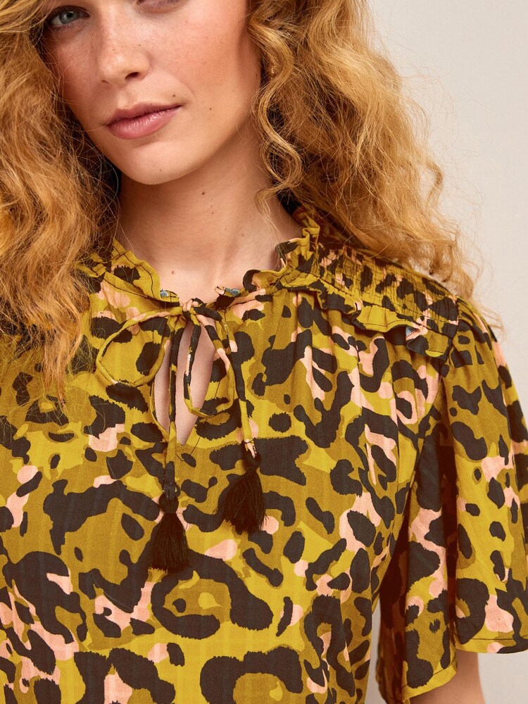 Animal Print Angel Sleeve Summer Tea Dress - Image 4 of 4 Animal Print Angel Sleeve Summer Tea Dress - Image 4 of 4