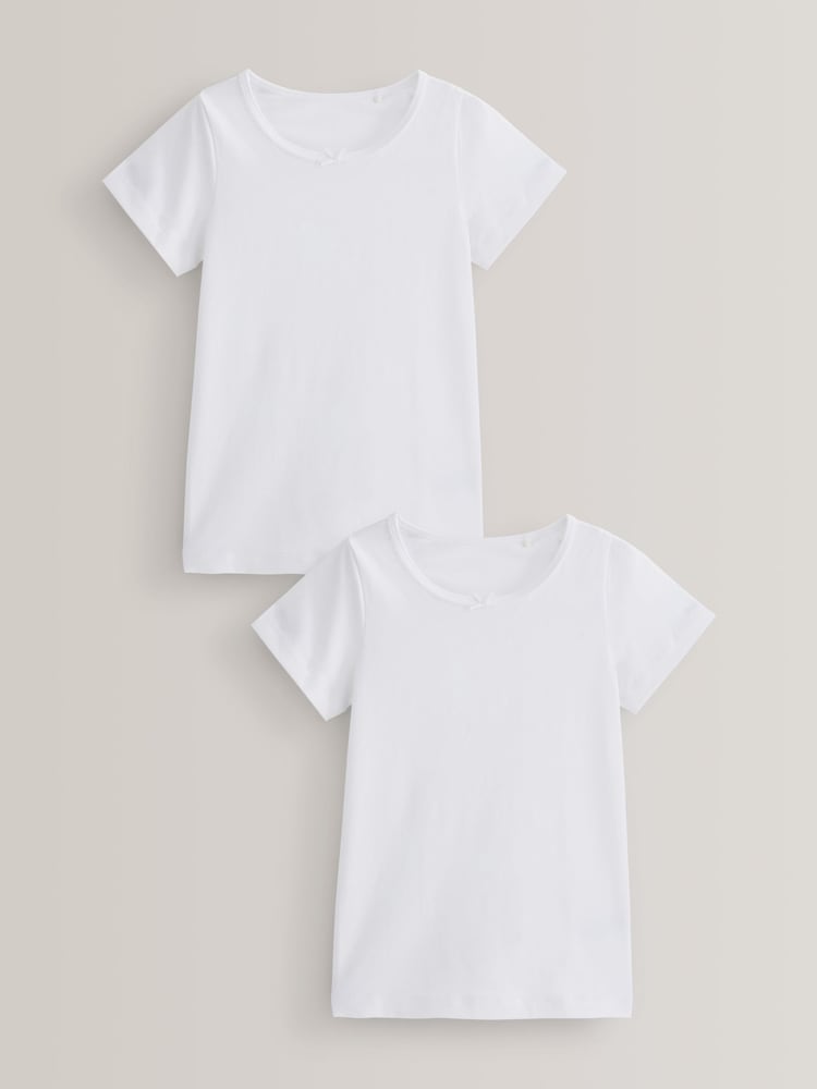 White Short Sleeved 2 Pack Vests (1.5-12yrs) - Image 1 of 2