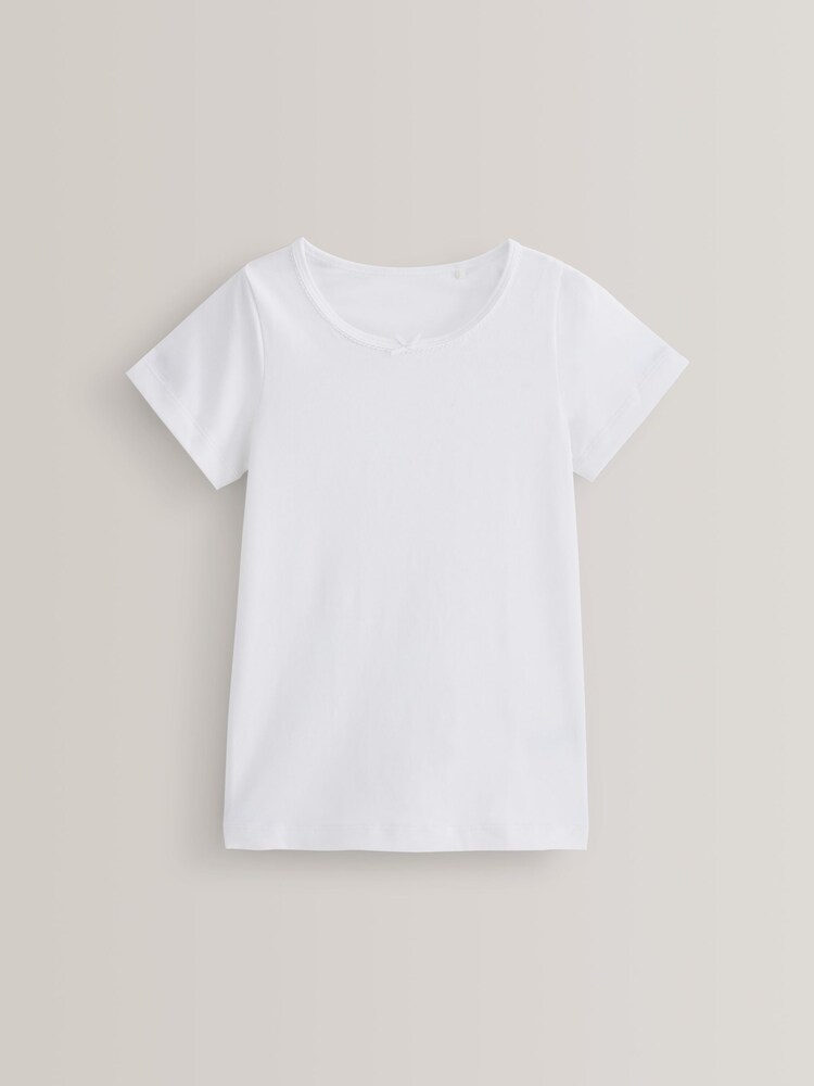 White Short Sleeved 2 Pack Vests (1.5-12yrs) - Image 2 of 2