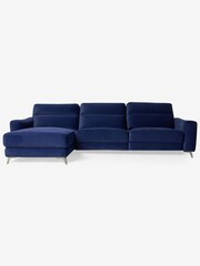 Matte Velvet Navy Blue Elijah Corner Chaise Power Recliner - Image 1 of 1