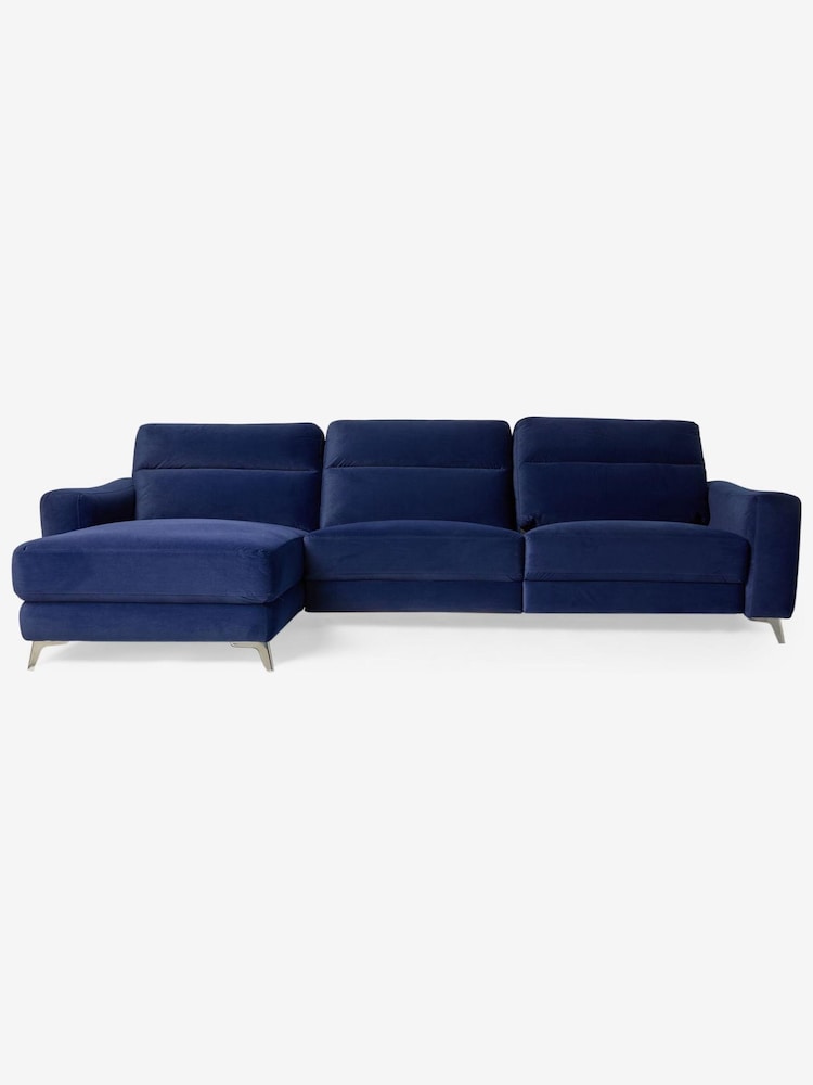 Matte Velvet Navy Blue Elijah Corner Chaise Power Recliner - Image 1 of 1