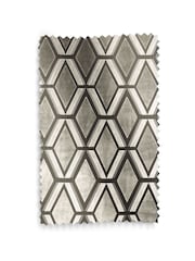 Grey Next Collection Luxe Heavyweight Geometric Cut Velvet Pencil Pleat Lined Curtains - Image 5 of 5