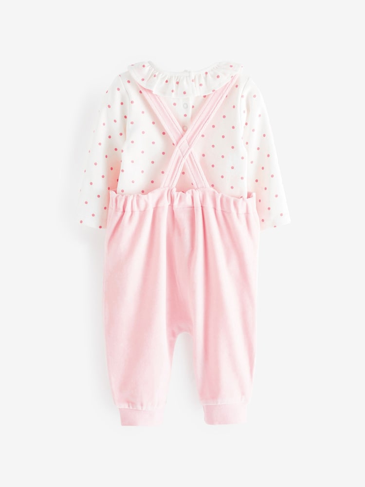 Lapin personnage rose pour bébé - 2 Pieces Ensemble salopette et body en velours (0mois-2ans) - Image 6 of 8