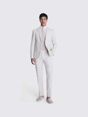MOSS Slim Fit Puppytooth Linen Suit Jacket - Imagem 3 de 5