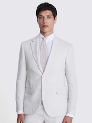 MOSS Slim Fit Puppytooth Linen Suit Jacket - Imagem 4 de 5