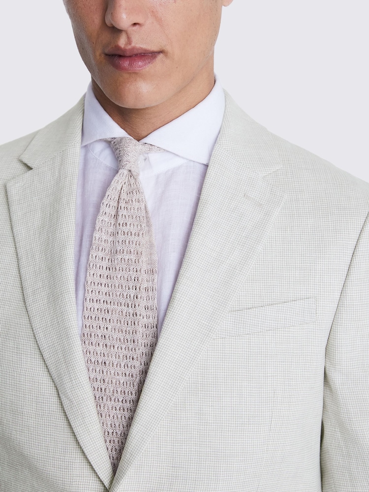 MOSS Slim Fit Puppytooth Linen Suit Jacket - Imagem 5 de 5