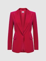 Reiss Pink Rosa Petite Velvet Single Breasted Suit Blazer - Image 2 of 8