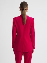 Reiss Pink Rosa Petite Velvet Single Breasted Suit Blazer - Image 4 of 8