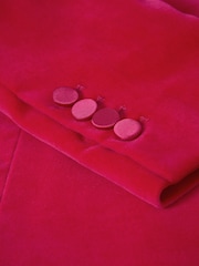 Reiss Pink Rosa Petite Velvet Single Breasted Suit Blazer - Image 7 of 8