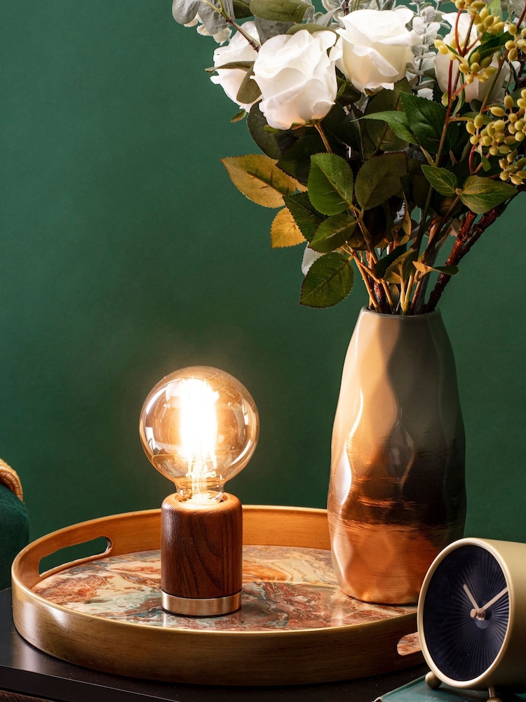 BHS Natural Theo Oak Table Lamp - Image 1 of 4