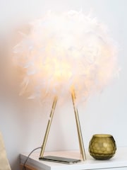 BHS Brass Plume Feather Tripod Table Lamp - Image 1 of 4