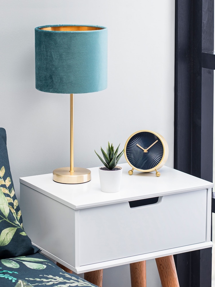 BHS Blue Velvet Table Lamp - Image 1 of 5