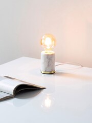 BHS White Romano Marble Vessel Table Lamp - Image 1 of 4