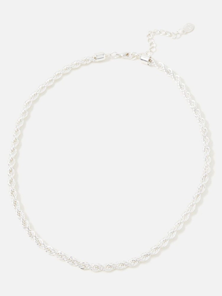 Z by Accessorize Silver Tone Twisted Rope Necklace - Image 1 of 3