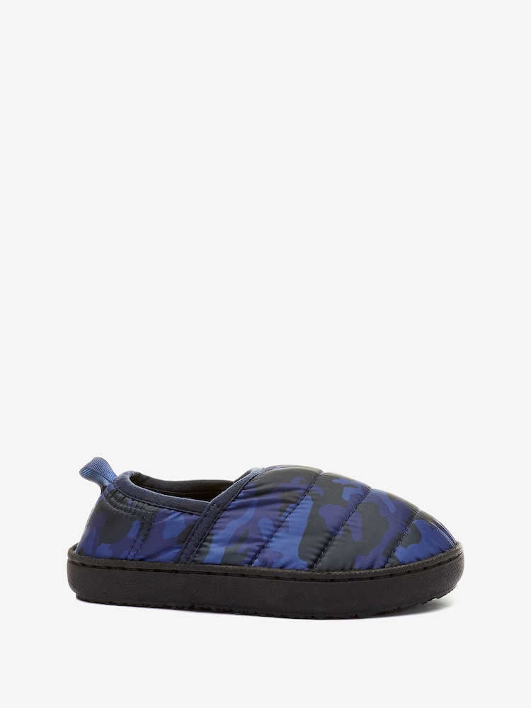 Blue Camo - Pikowane sportowe kapcie z wypełnieniem Thinsulate - Image 1 of 4