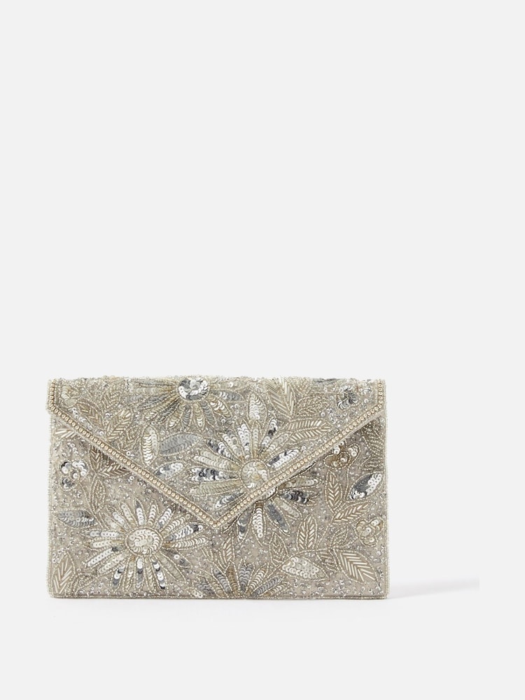 Accessorize Silver Tara Clutch Bag - Image 2 of 3