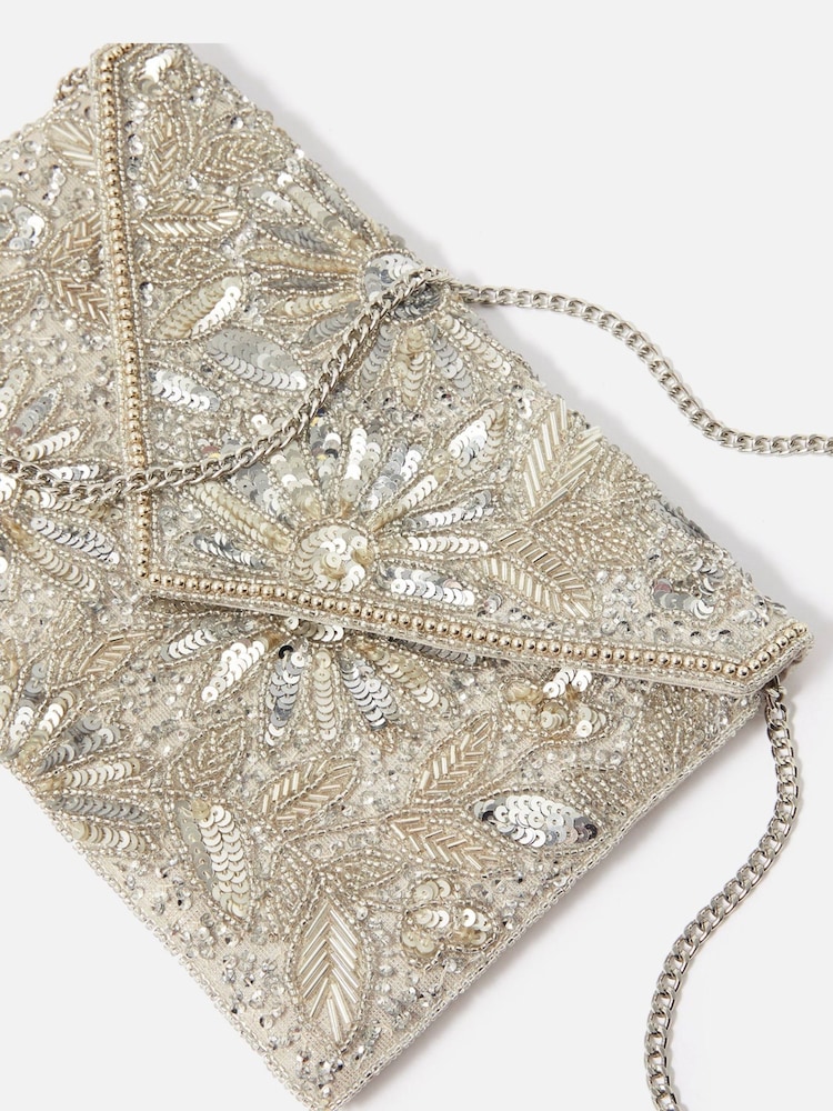 Accessorize Silver Tara Clutch Bag - Image 3 of 3