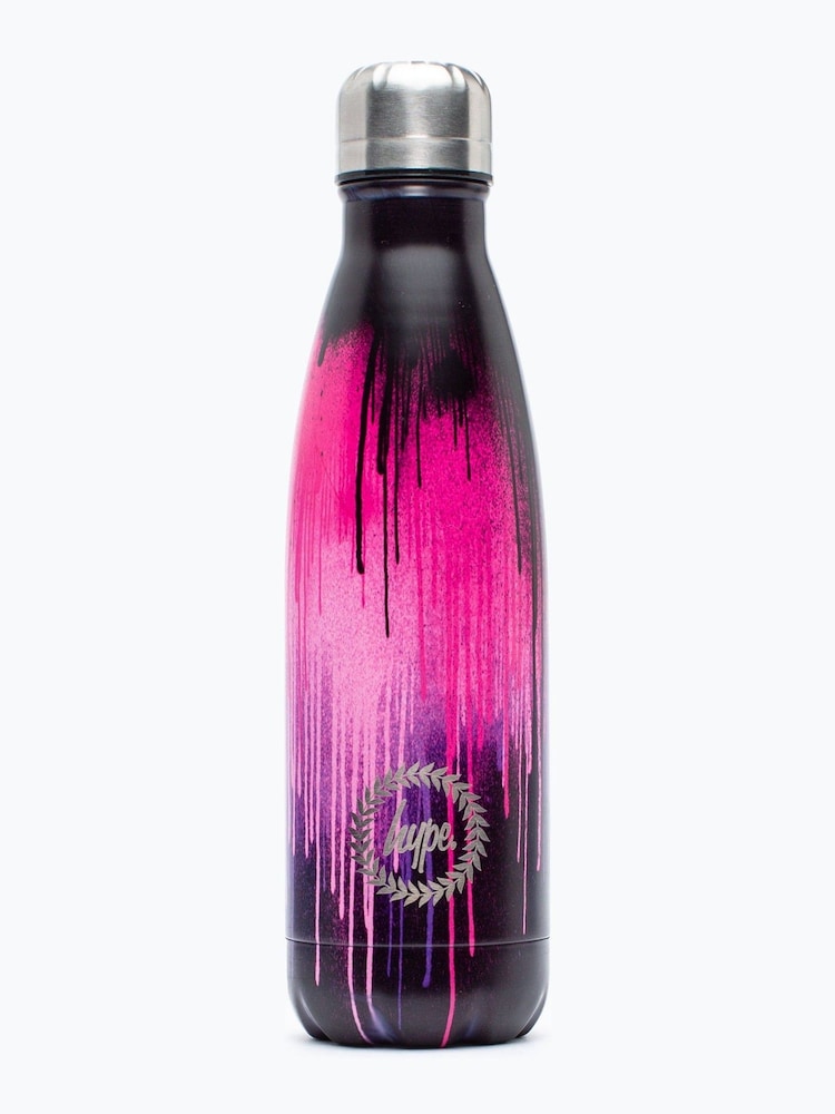 Hype. Pink Drip Metal Water Bottle - Image 2 of 4