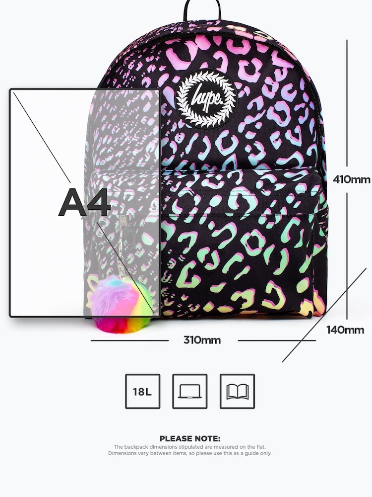 Hype. Black Gradient Pastel Animal Print Backpack - Image 4 of 9
