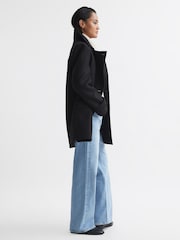 Reiss Black Maisie Wool Blend Double Breasted Coat - Image 3 of 5