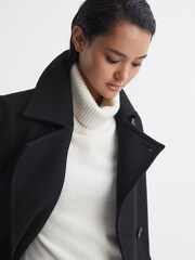 Reiss Black Maisie Wool Blend Double Breasted Coat - Image 4 of 5