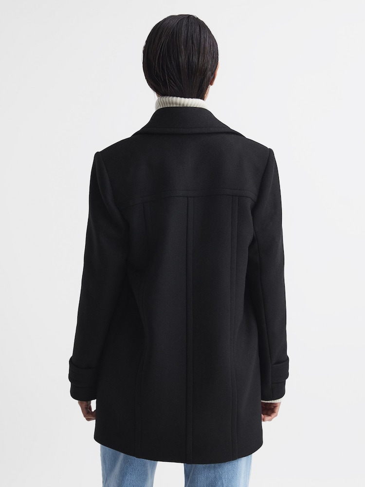 Reiss Black Maisie Wool Blend Double Breasted Coat - Image 5 of 5