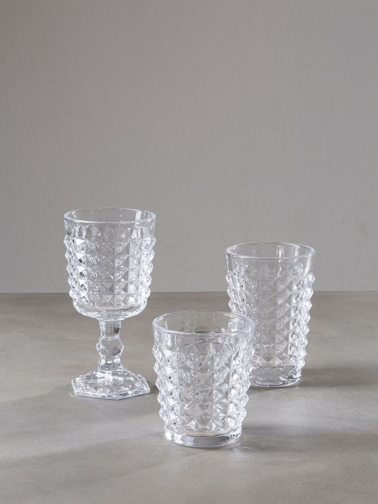 Maison by Premier Clear High Ball Pyramid Hi Ball Glasses Clear Glass Set of 4 - Image 1 of 4 Maison by Premier Clear High Ball Pyramid Hi Ball Glasses Clear Glass Set of 4 - Image 1 of 4