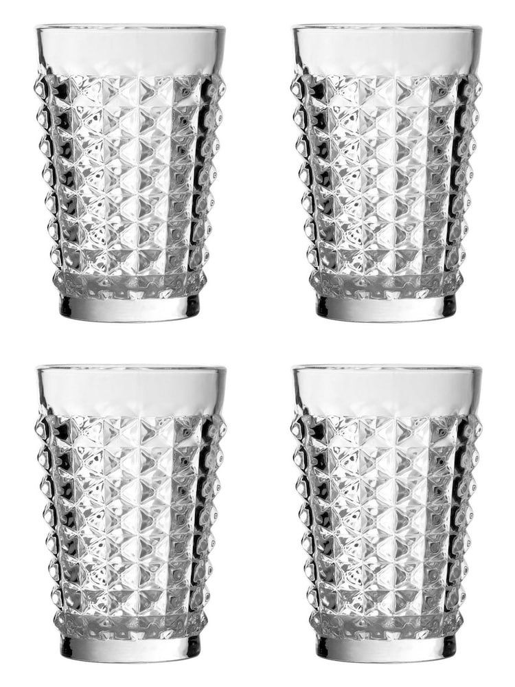 Maison by Premier Clear High Ball Pyramid Hi Ball Glasses Clear Glass Set of 4 - Image 2 of 4 Maison by Premier Clear High Ball Pyramid Hi Ball Glasses Clear Glass Set of 4 - Image 2 of 4