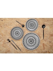Interiors by Premier 12 Piece Black/White Maya Dinner Set - Image 1 of 4
