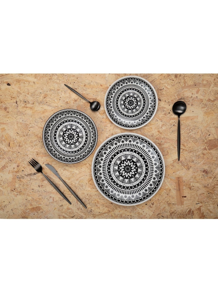 Interiors by Premier 12 Piece Black/White Maya Dinner Set - Image 1 of 4 Interiors by Premier 12 Piece Black/White Maya Dinner Set - Image 1 of 4