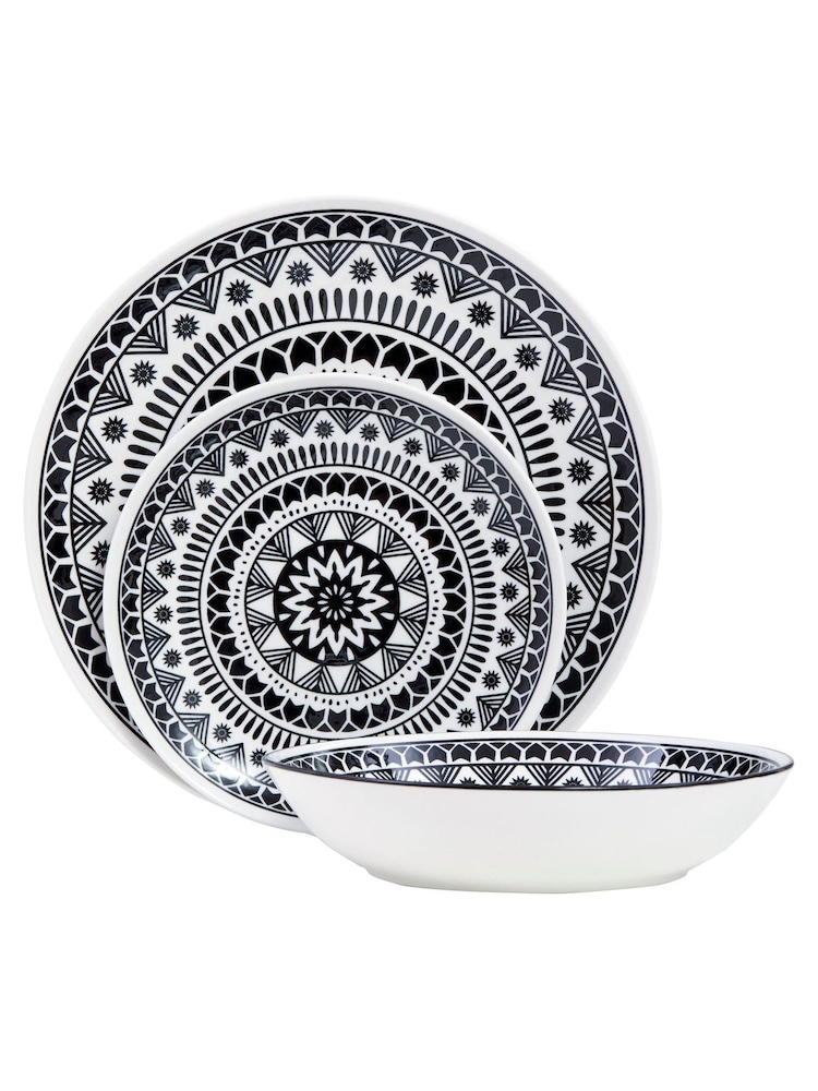 Interiors by Premier 12 Piece Black/White Maya Dinner Set - Image 2 of 4 Interiors by Premier 12 Piece Black/White Maya Dinner Set - Image 2 of 4