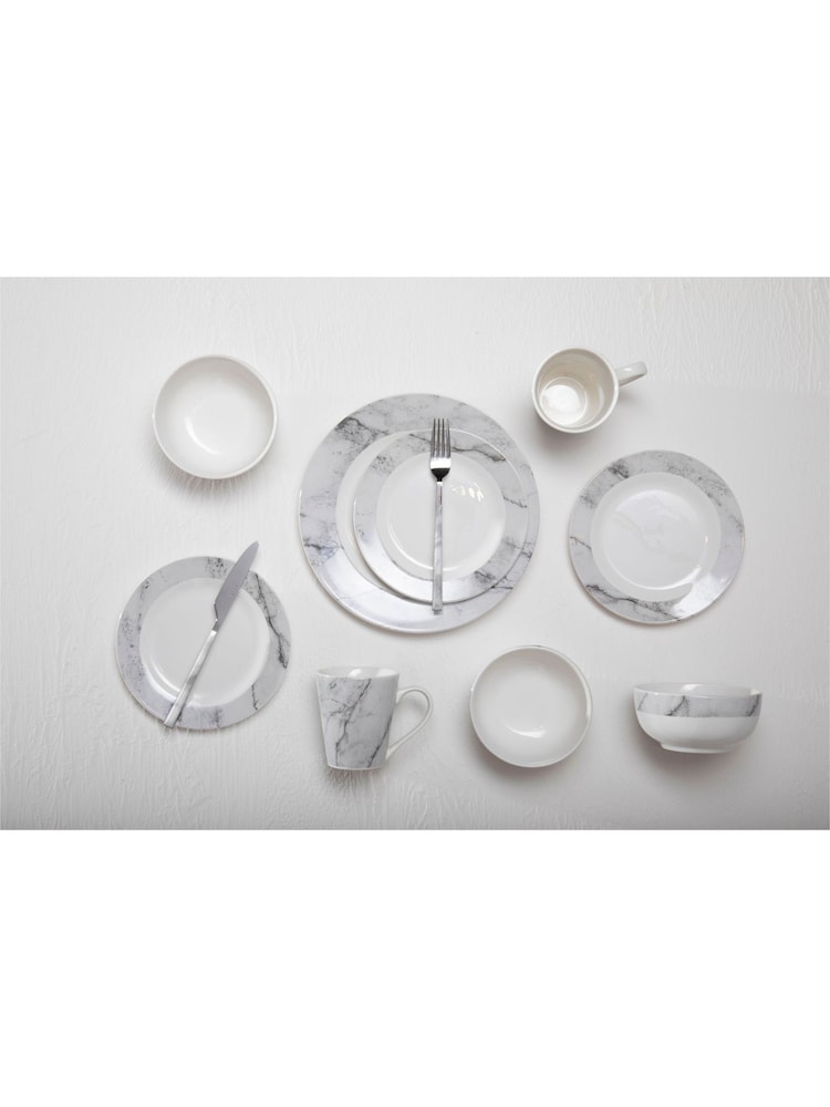Interiors by Premier 16 Piece Grey Marble Dinner Set - Image 1 of 4