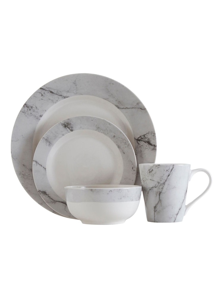Interiors by Premier 16 Piece Grey Marble Dinner Set - Image 2 of 4
