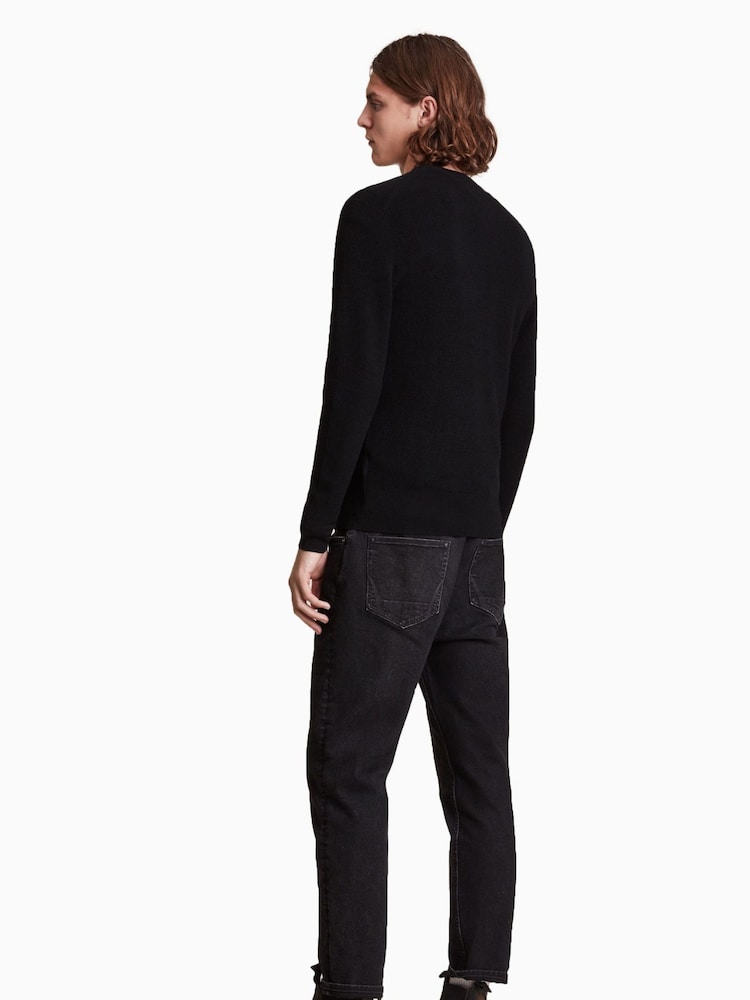 AllSaints Black Ivar Merino Crew Jumper - Image 2 of 7
