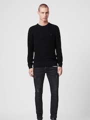 AllSaints Black Ivar Merino Crew Jumper - Image 4 of 7